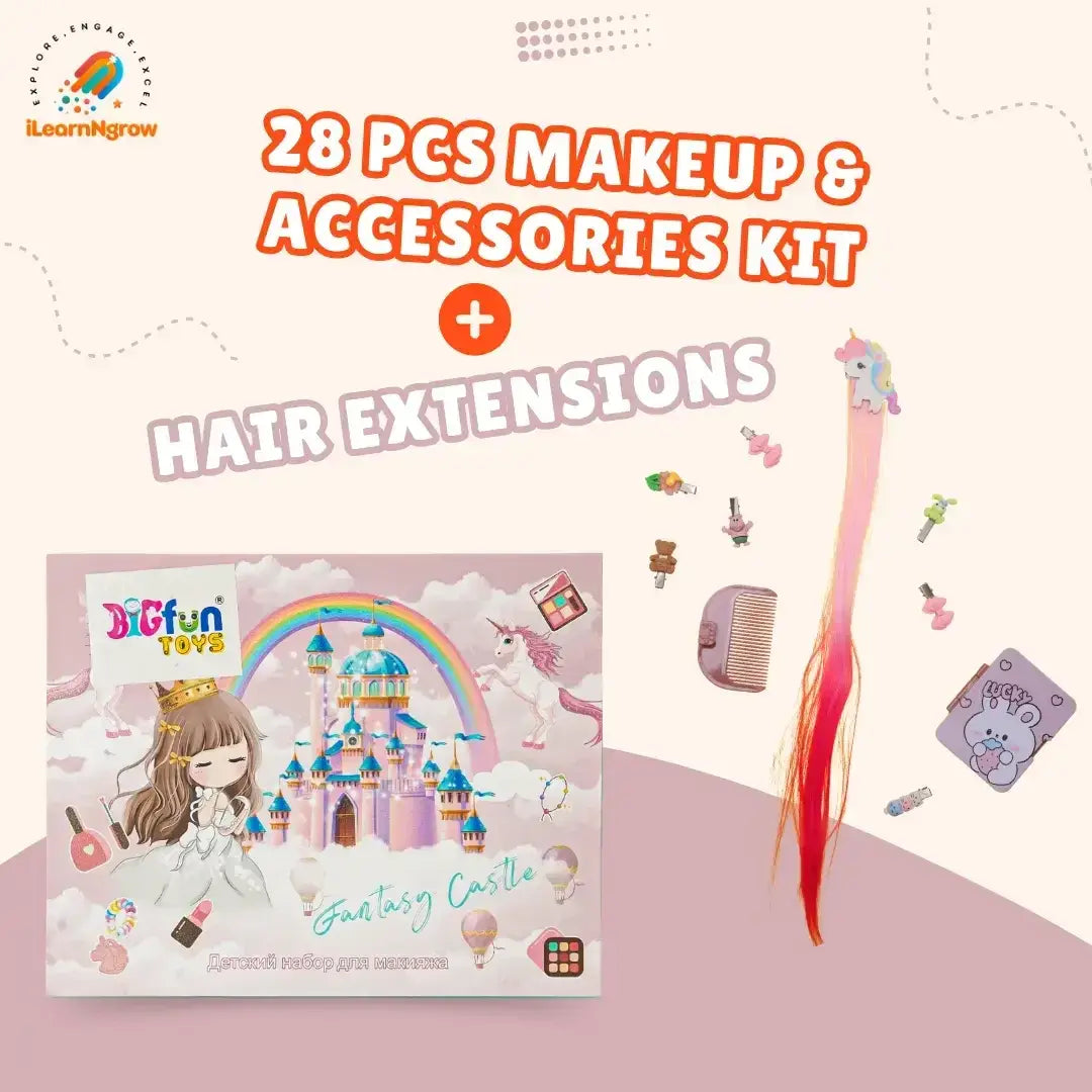 28_Pcs_Kids_Makeup_Accessories_Kit_with_Hair_Extensions - ilearnngrow Learning Solutions Pvt Ltd