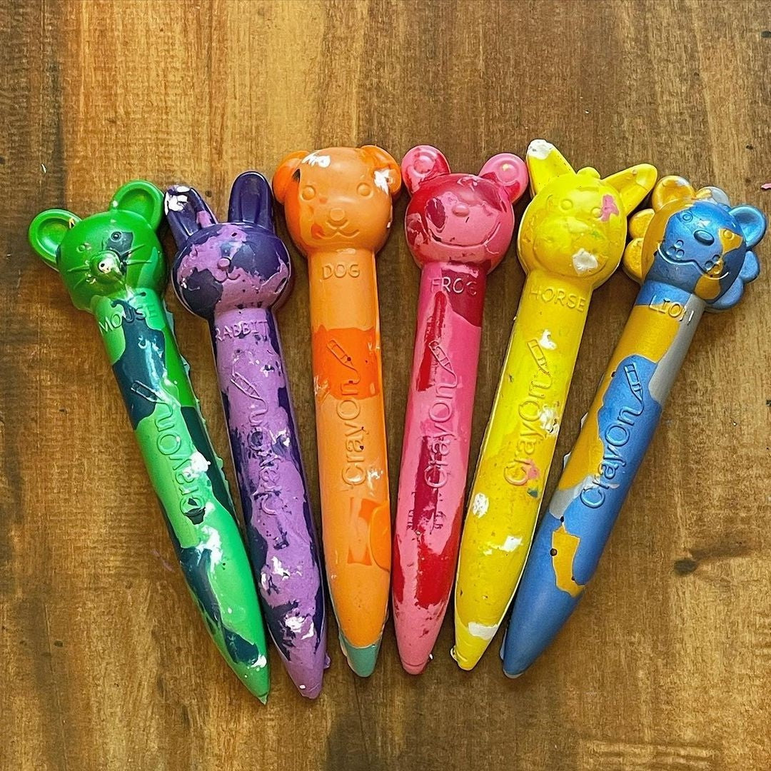 Animal Stick Crayons set of 6/12 - Marbled Set