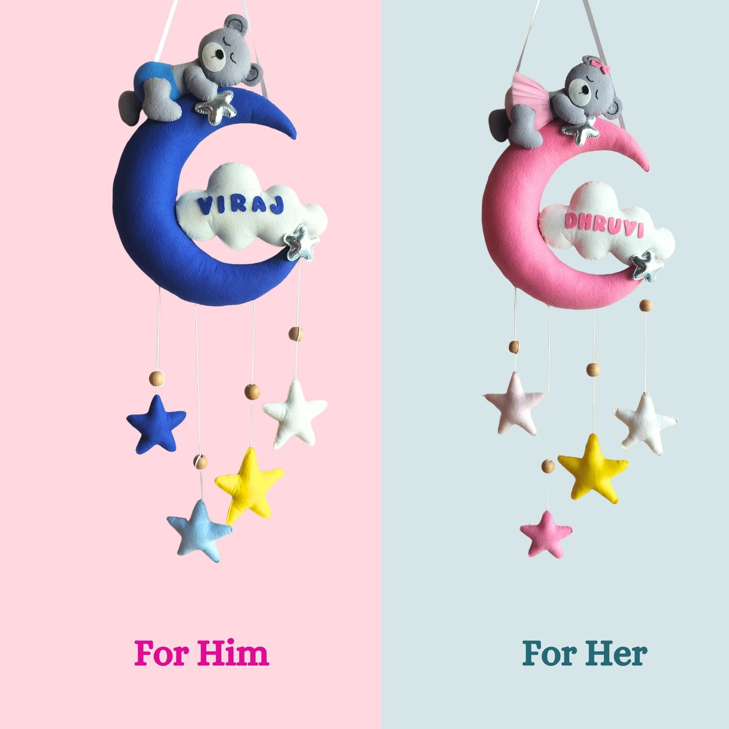 ilearnngrowMoon Teddy Personalised Room Decor Hanging