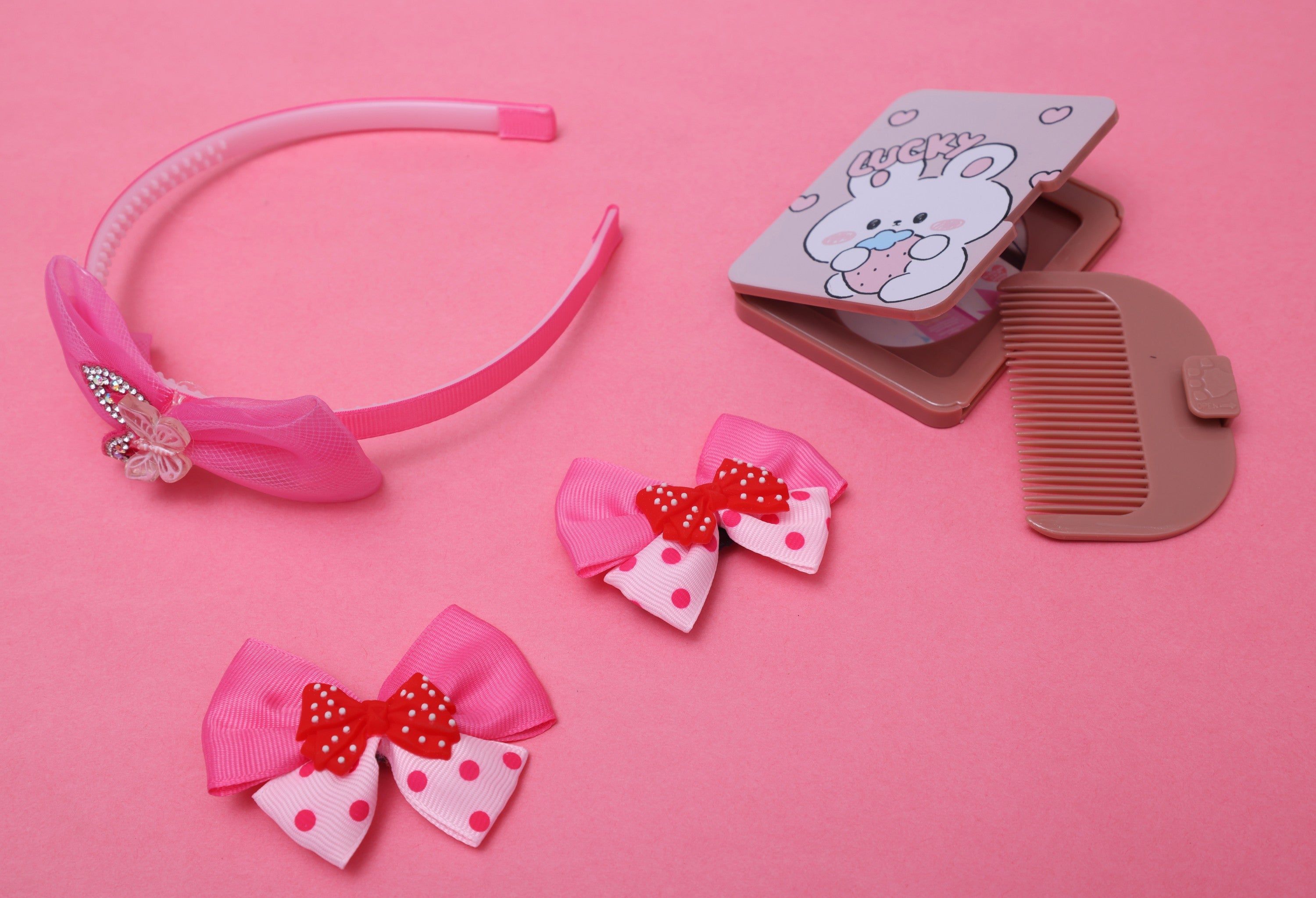 ilearnngrow Bow Hair Accessories Set - Pastel Pink