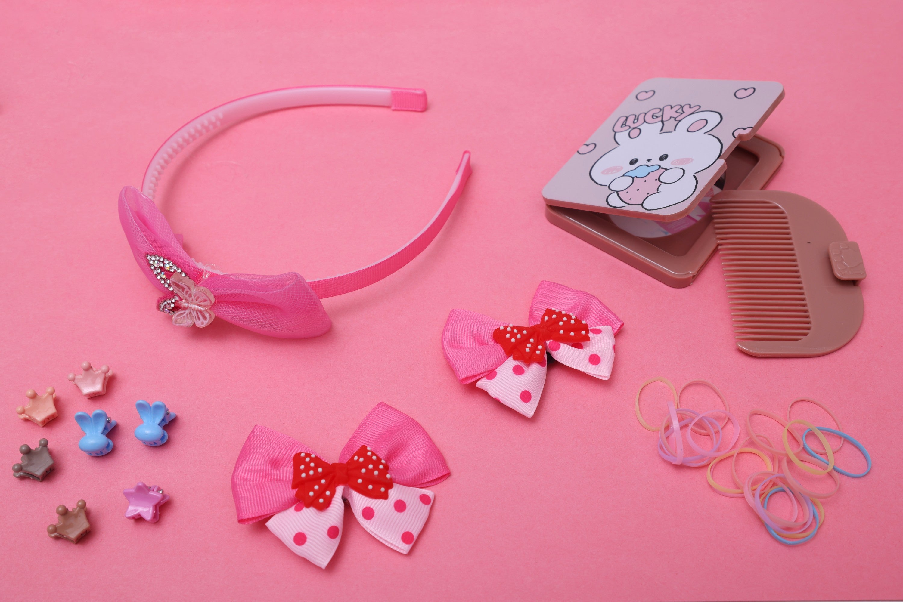 ilearnngrow Bow Hair Accessories Set - Pastel Pink